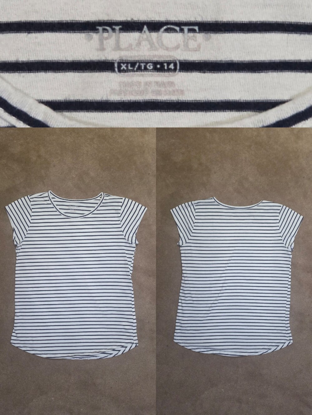 Place Kids Black & White Strip Shirt Sz XL 14 - Picture 1 of 6